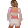 Billow Sleeve Crop Top and Accent Short