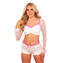 The Flirty Sheer Sleeve Top and Accent Short Set