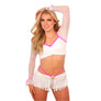 The Flirty Sheer Sleeve Top and Accent Short Set