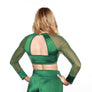 Sheer Sleeve Tie Front Top