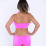 Pink Ruffle Neck Crop and Tie Short Set