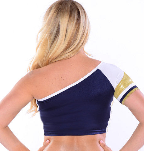 One Shoulder Jersey Top with Numbers